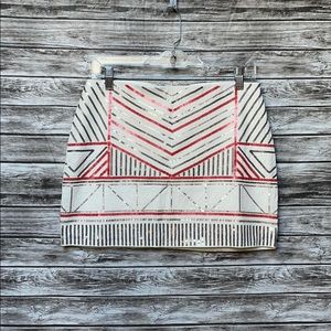 Express Cream miniskirt w/Coral & Silver sequins-S
